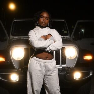 Fleece Super Cropped Hoodie and Jogger Set (Small Top and Medium Bottoms)